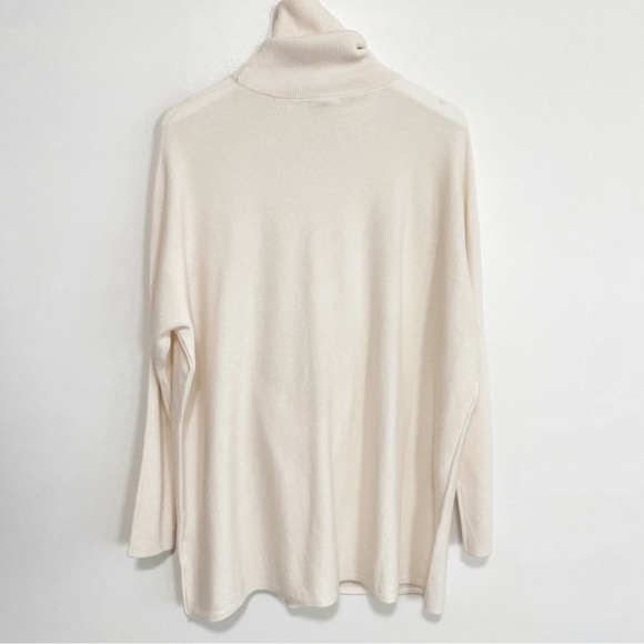 BOGO! Garnet Hill Oversized Poncho Turtleneck Tunic Sweater Ivory Medium - Picture 7 of 8